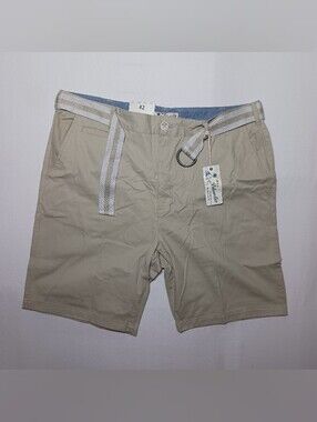 Islandia Clothing Co Mens Belted Twill Chino Shorts Size 42 Beige NWT